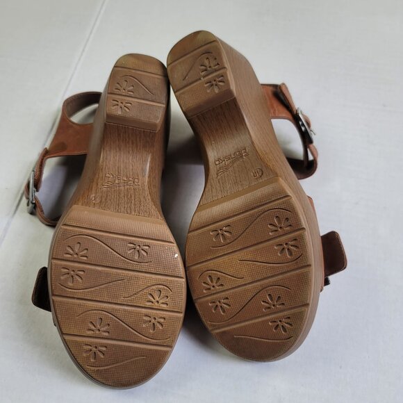 Dansko Jamey Wedges Leather Sandals Hook & Loop Strap - Picture 2 of 9